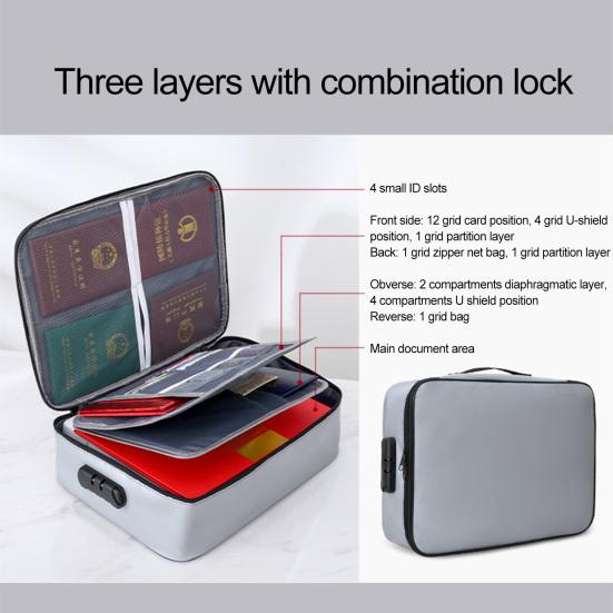 Огнестойкая сумка для документов с паролем, 3-слойный чехол для хранения файлов, водонепроницаемая застежка-молния, портативный дорожный чехол для ноутбука, сертификаты