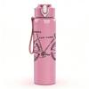 1PC Simple Retro Bicycle Sketch Print 750ml Color Plastic Sports Water Bottle Leakproof Flip Straw Lid Suitable for Sports Office Home Use