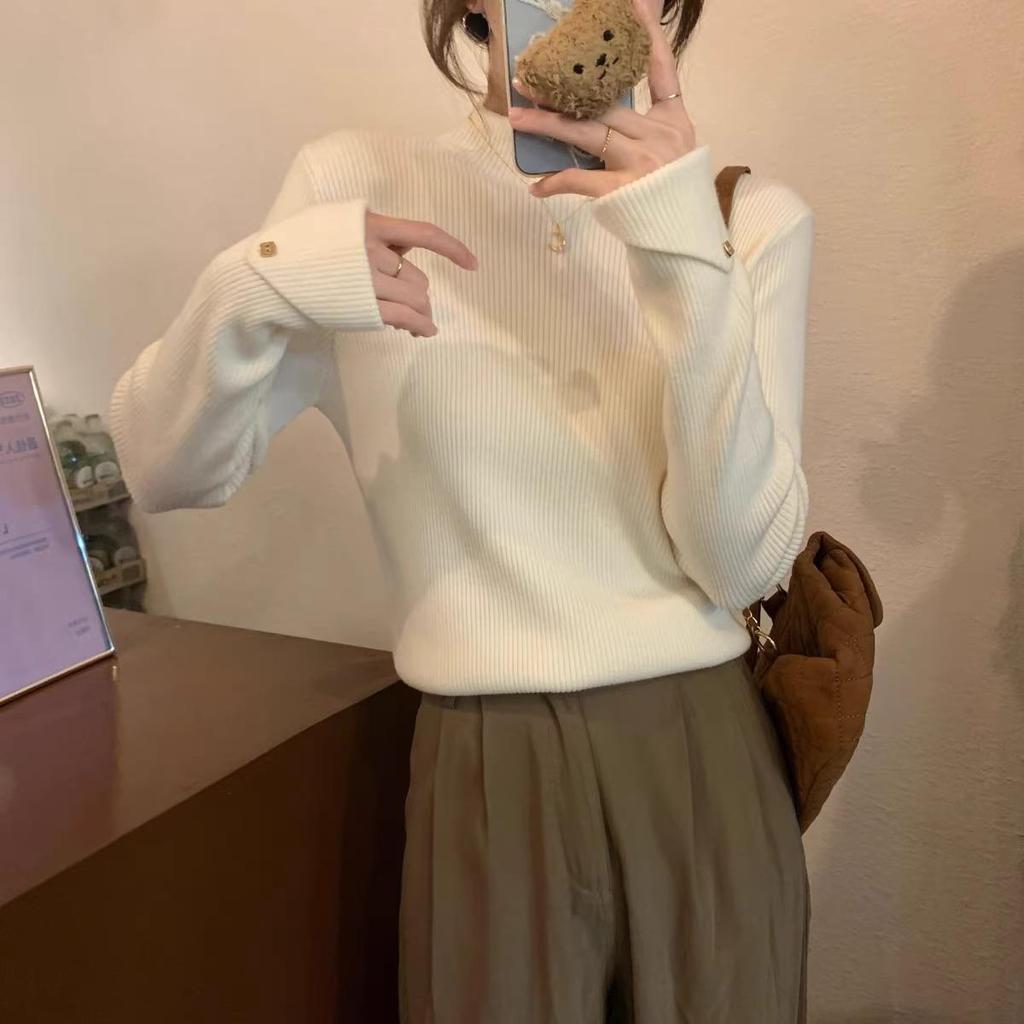 Женский полуводолазный свитер, пуловер с длинными рукавами, внутренняя одежда, теплая основа вязаного свитера для женщин