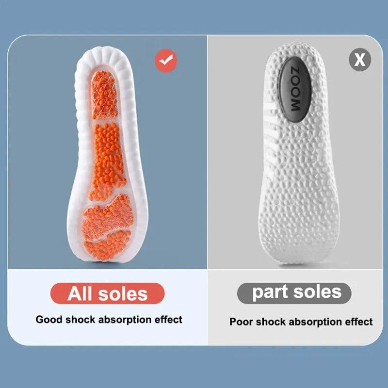 Sport Insoles 4D PU Insoles Super Soft High Elasticity Shoe Pads Deodorant Cushion Arch Support Running Insoles