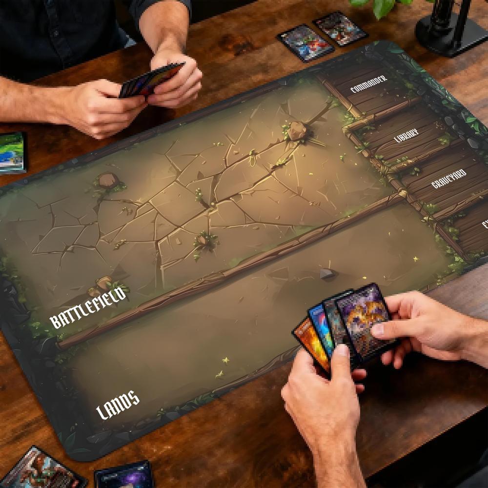 Cracked Slate MTG&TCG Tabletop Game Mat Magic Party Playmat 24"X14" Friendly Design Durable Rubber for Games Offices Mouse Pad
