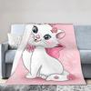 Marie Cat Aristocats Blanket Fleece Summer Air Conditioning  Portable Lightweight Throw Blanket for Bed Travel Bedspread