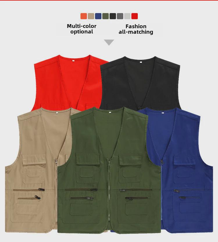 Хлопковый жилет без рукавов с V-образным вырезом и карманом на молнии — комфорт на все времена года