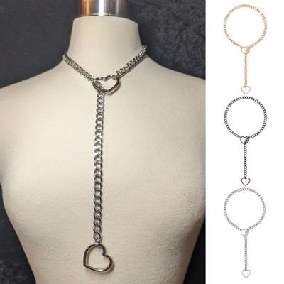 Женское ожерелье в форме сердца, полая цепочка, регулируемая хип-хоп, панк-стиль, нержавеющая сталь, вечерние клубные украшения на шею, ювелирные изделия