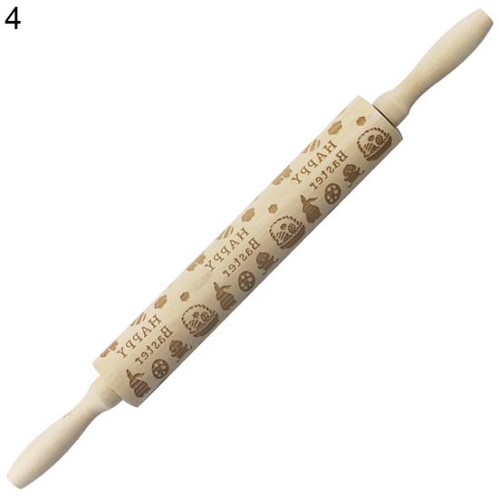 Rolling Pin Labor-saving Wood Flower Pattern Embossing Baking Roller
