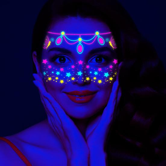 8 листов водонепроницаемые неоновые татуировки наклейки музыкальный фестиваль бабочка яркие цвета великолепные световые эффекты