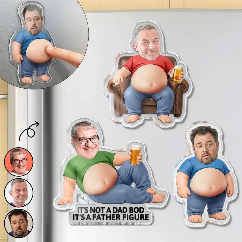 Персонализированный магнит на холодильник из акрила с фото - «Поке Dad Bod Живот»