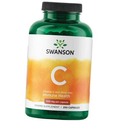 Витамин С с Шиповником, Vitamin C 500 with Rose Hips, 250капс (36280042)