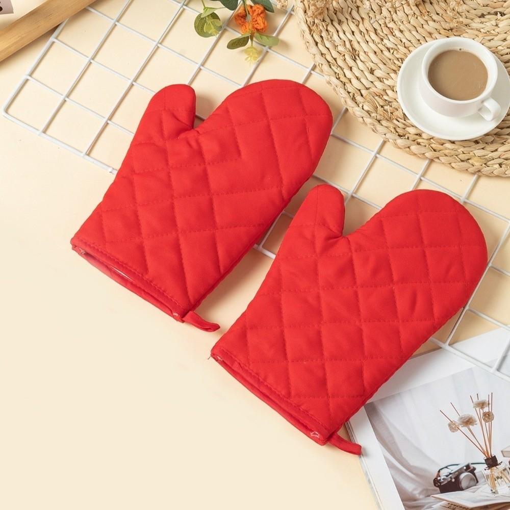 Quilted Cotton Oven Mitts Heat Resistant BBQ Baking Gloves Microwave Oven Gloves Kitchen Cooking