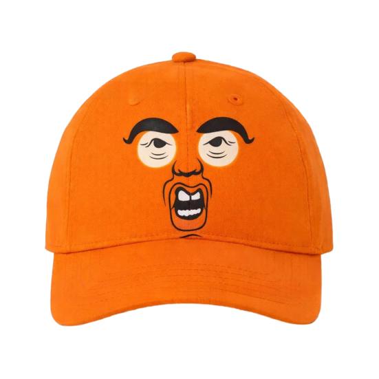 Безэмоциональное Оранжевое Лицо Гольф Шляпа с Широкими Полями Регулируемая Посадка Бейсболка Мультяшный Дизайн Повседневная Шляпа для Улицы