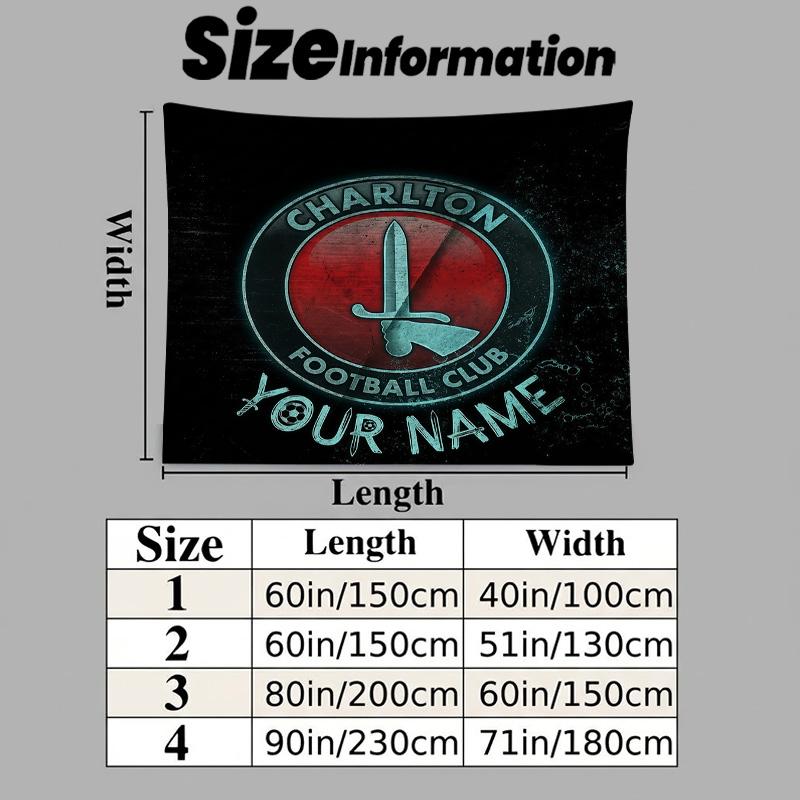 Custom Name Charlton Athletic Printed Tapestry – Wall Hanging for Bedrooms, Dorms, and Home Decor