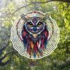 Colorful 2D Metal Owl Wind Spinner Vibrant Garden Patio Decor Outdoor Hanging Ornament for Thanksgiving Christmas Easy to Install No Power Needed