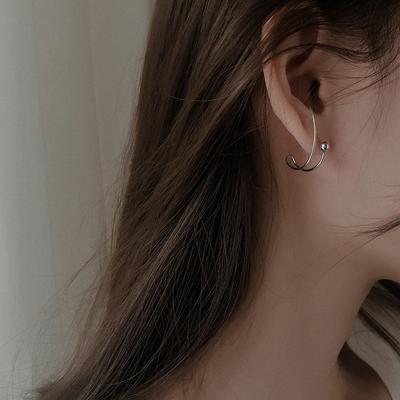 Серьги-пусеты с круглыми бусинами, простые серьги с холодным ветром, темпераментные женские свежие украшения для личности интернет-знаменитости