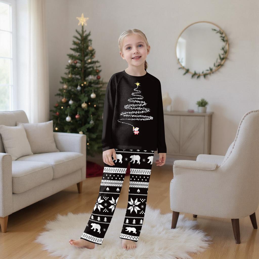 Christmas Prints Family Matching Long Sleeve Tops+Pants Set Family Matching Sets