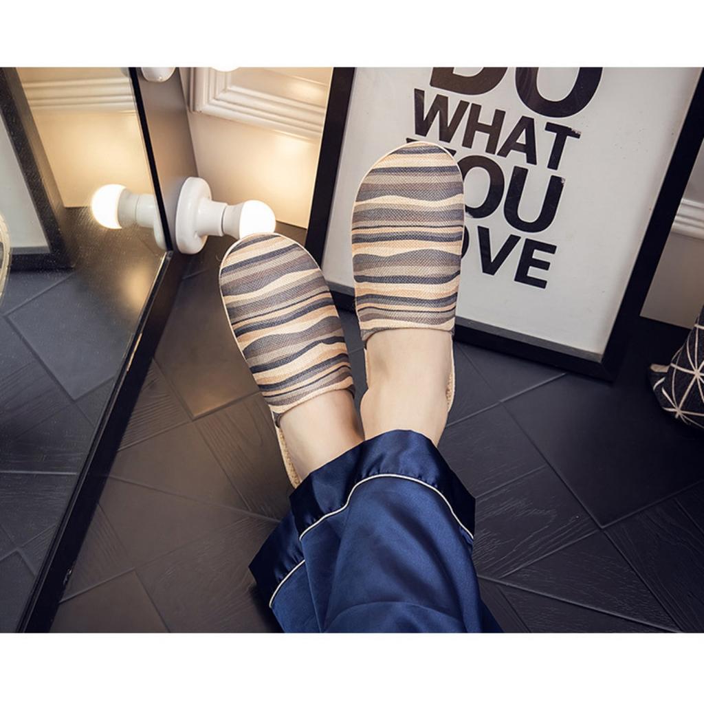 Удобный для использования в помещении, дышащий лен, всесезонная домашняя ткань, классные тапочки для мужчин и женщин, напольное покрытие для пар, мягкая подошва, для домашнего использования