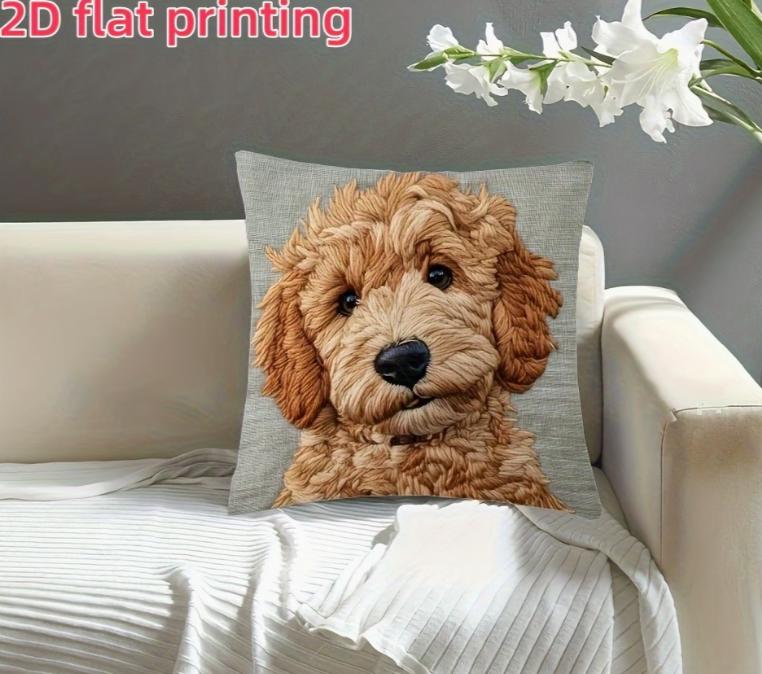 2D Flat A Single Decorative Pillowcase Featuring A Retro Dog Design It Is Made Ultra-Soft Short Has Cushion Cover Is Home Decor