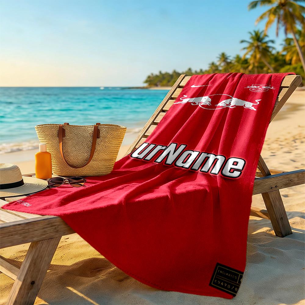 Rb Leipzig Customizable Name Beach Towel Super Soft Absorbent Ideal For Travel Outdoor Swim Pool Yoga Surf Camping Hiking Gym Gift Holiday