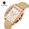 WWOOR Модные квадратные мужские часы с ремнем Кварцевый механизм Премиум водонепроницаемые мужские часы