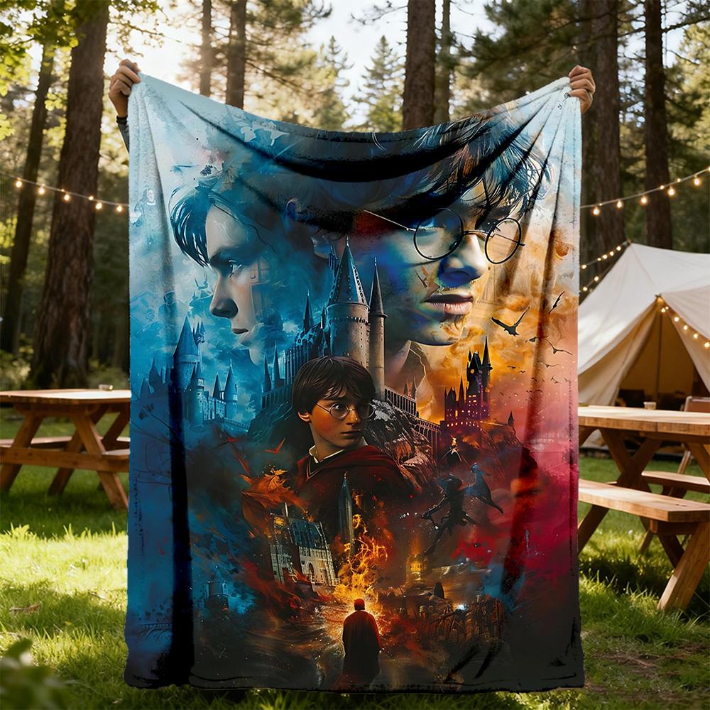 1pc Harry Potter Magic Adventure Outdoor Blanket Lightweight Flannel, All-Season Use for Sofa, Bed, Travel, Camping, Living Room, Office, Couch063