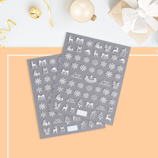 Рождественские наклейки для ногтей, праздничные снежинки, мультяшный лось, трехмерная наклейка для дизайна ногтей, женские аксессуары