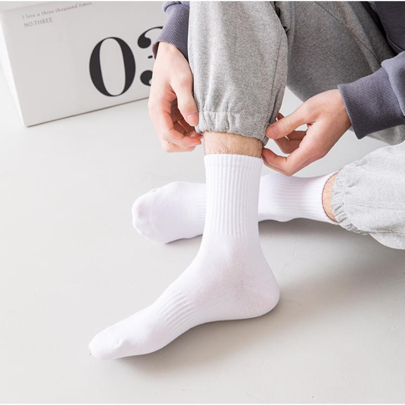 5 пар/лот, мужские носки, хлопковые дышащие длинные деловые носки в стиле Харадзюку, однотонные мужские носки для спорта на открытом воздухе