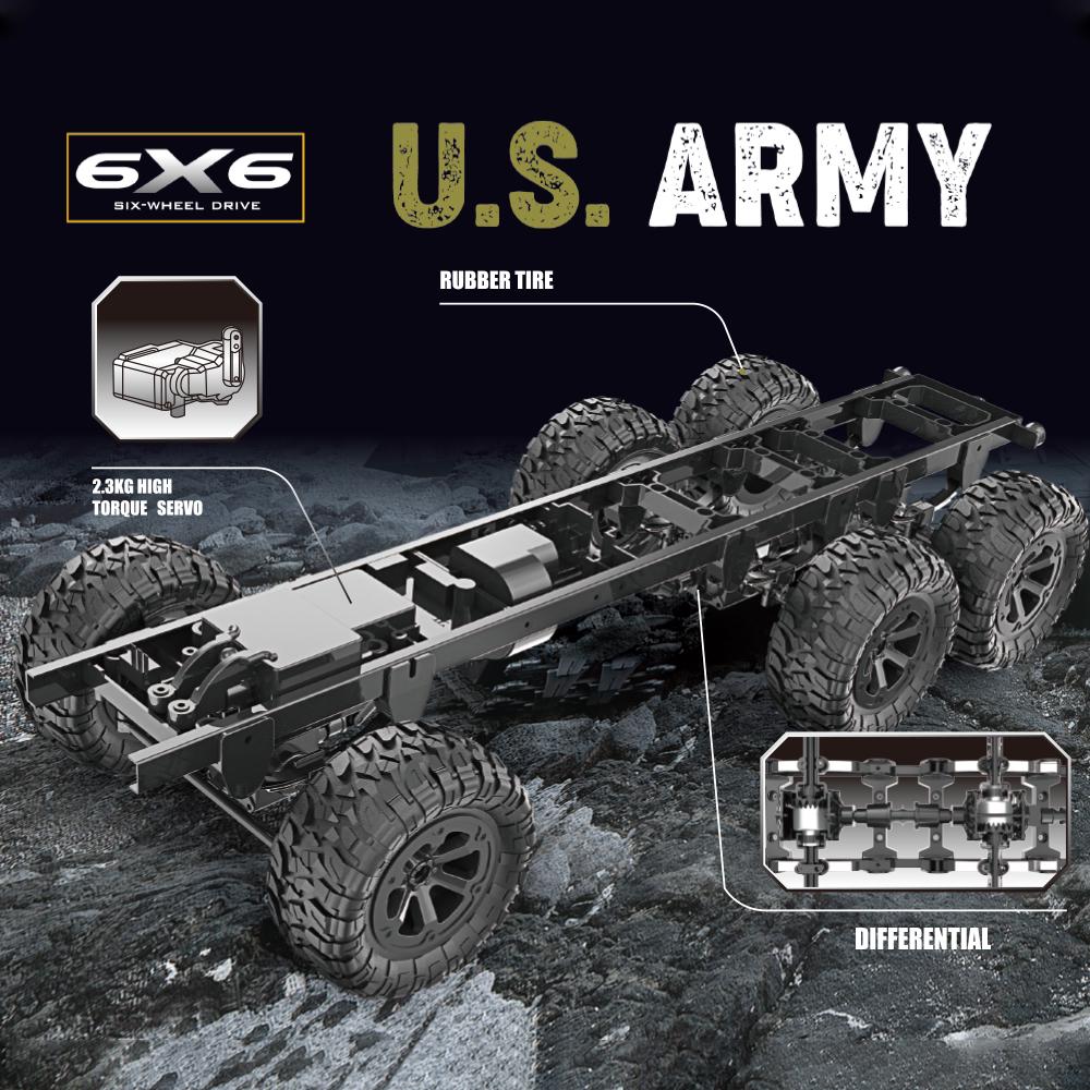 Fayee 1/12 RC 6WD 2.4GHz Military Truck Army Truck Off-road Car RTR Car Gift for Adults Kids Boys