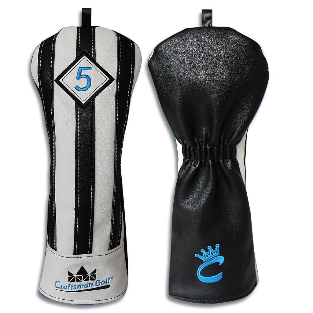 CRAFTSMAN Чехол для головки клюшки для гольфа Fairway Wood, для клюшки Fairway Wood, Продается отдельно, Чехол с вертикальными черно-белыми полосами, Легко надевается и снимается, Синтетический,