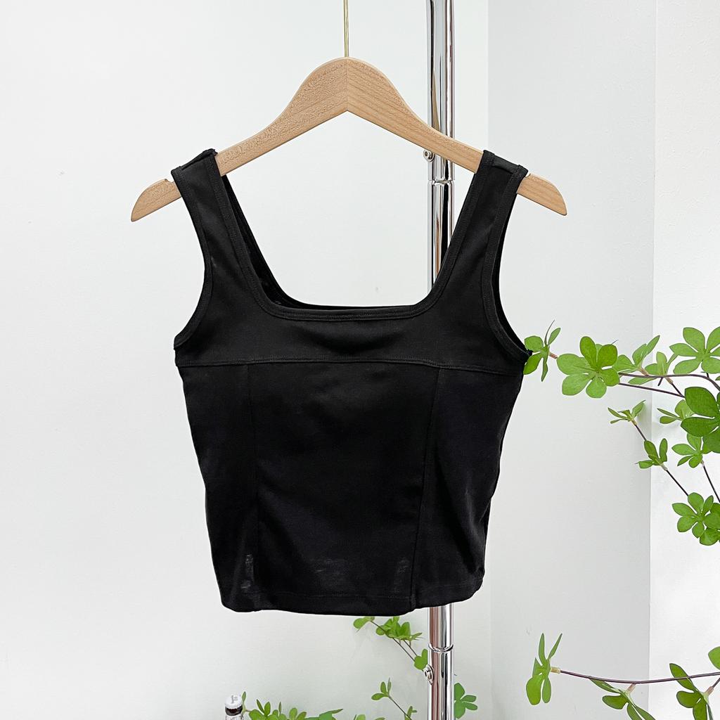 Женский летний хлопковый жилет с белым низом, подкладкой на груди, бретелькой на одно тело, безрукавкой, приталенный квадратный воротник