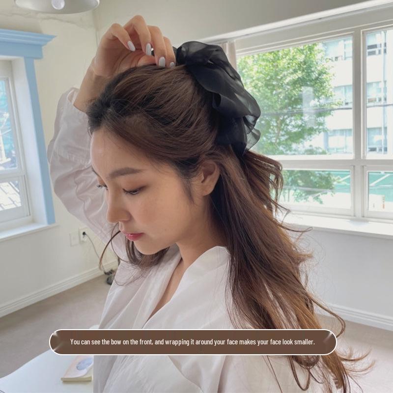 French Multi-layer Bow Banana Clip for Women: Vertical Ponytail Hair Accessory