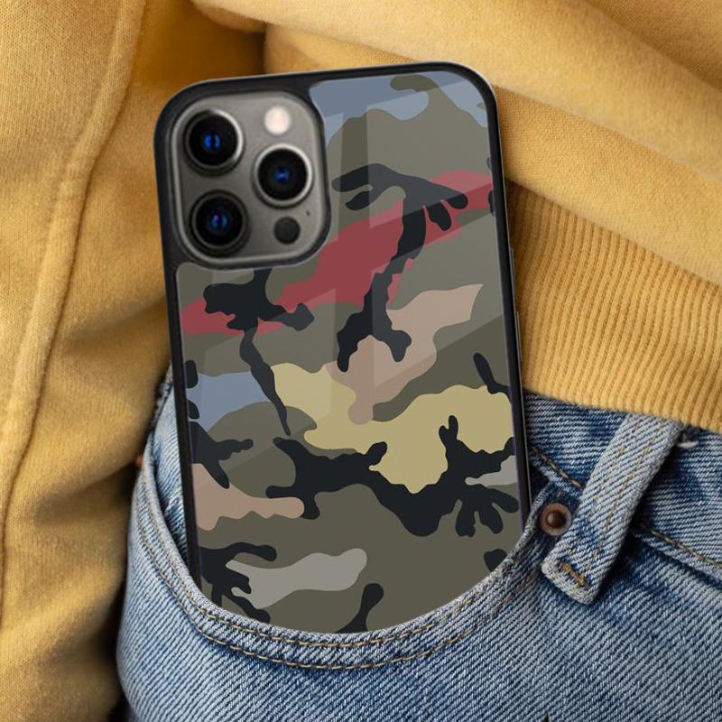 Мягкий чехол для телефона с камуфляжным рисунком для iPhone 17 Air 16e Pro max 15 Pro 13 14 Plus 11 12 MagSafe Магнитный Coque