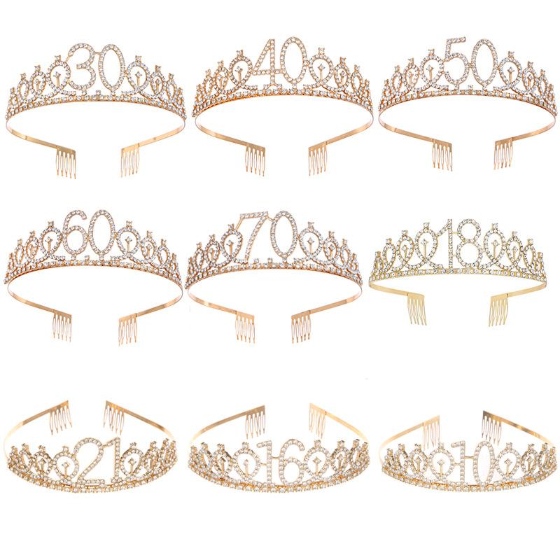 Модный сплав цифровая корона ободок со стразами корона на день рождения головной убор для мальчишника выпускной бал аксессуары для волос