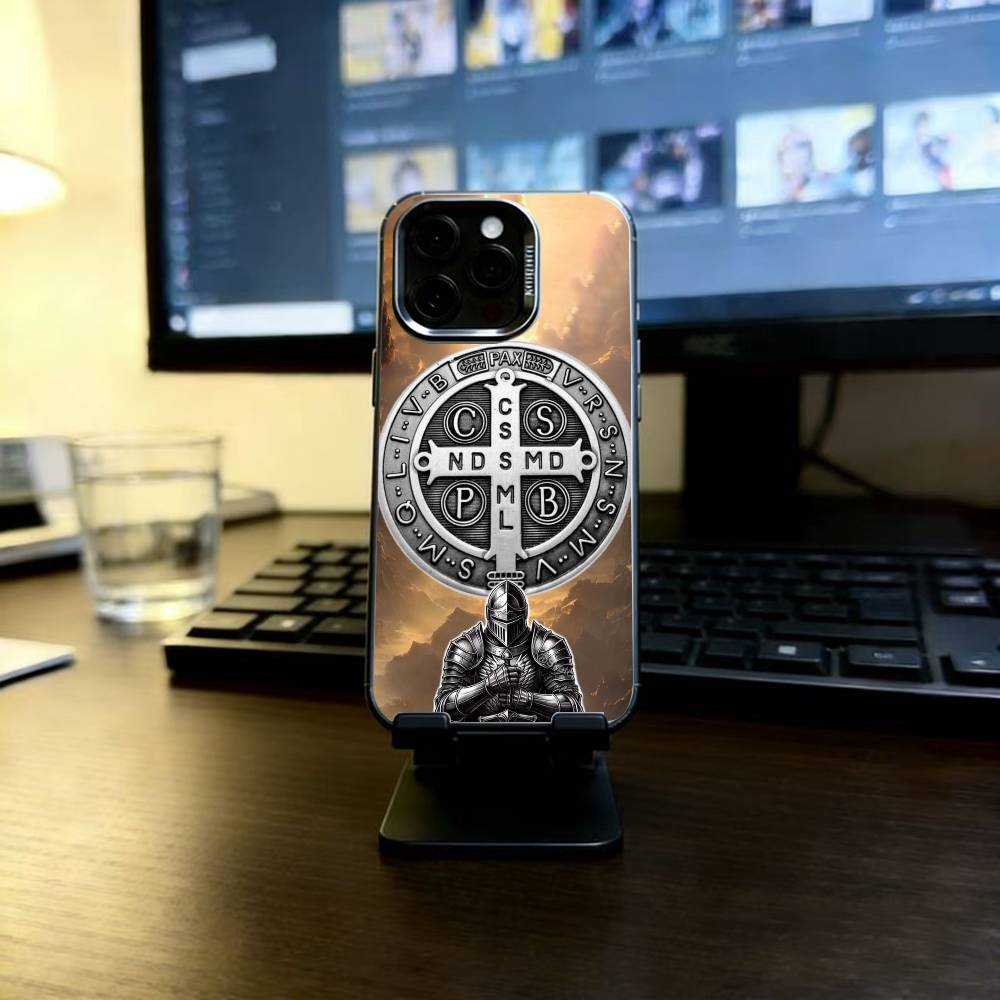 Чехол для телефона Sao Bento Benedict of Nursia для iPhone 17,16,15,14,13,12,11 Plus,Pro Max,XS, Цветной Серебристый Чехол для телефона Funda Cover