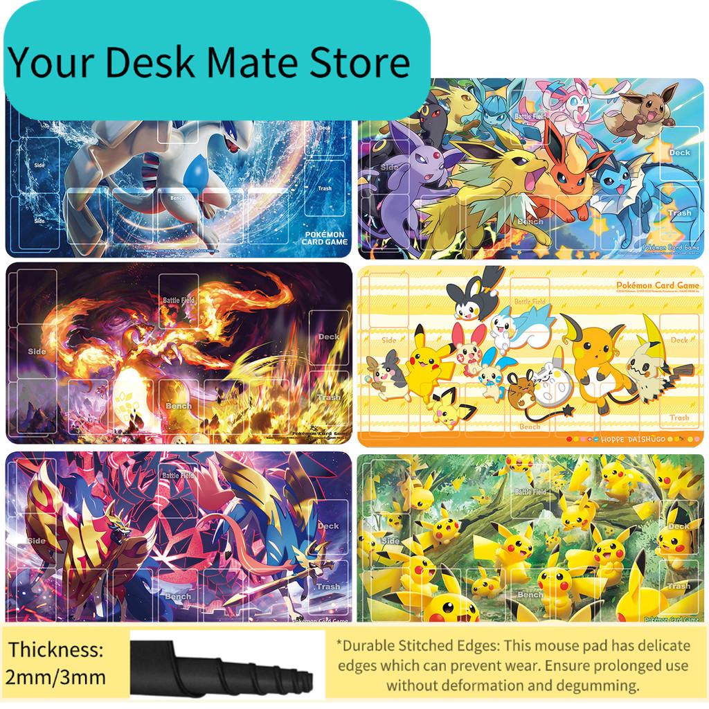 Diy PTCG Cute Pikachu Family Fiery Charizard Pokemon Playmat Waterproof Desk Pad