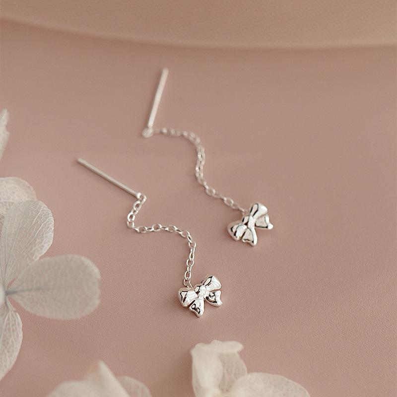 Wind Bow Earphone Women'S Simple Fashion Medium And Long Fringed Ear Chain Shows Thin Face