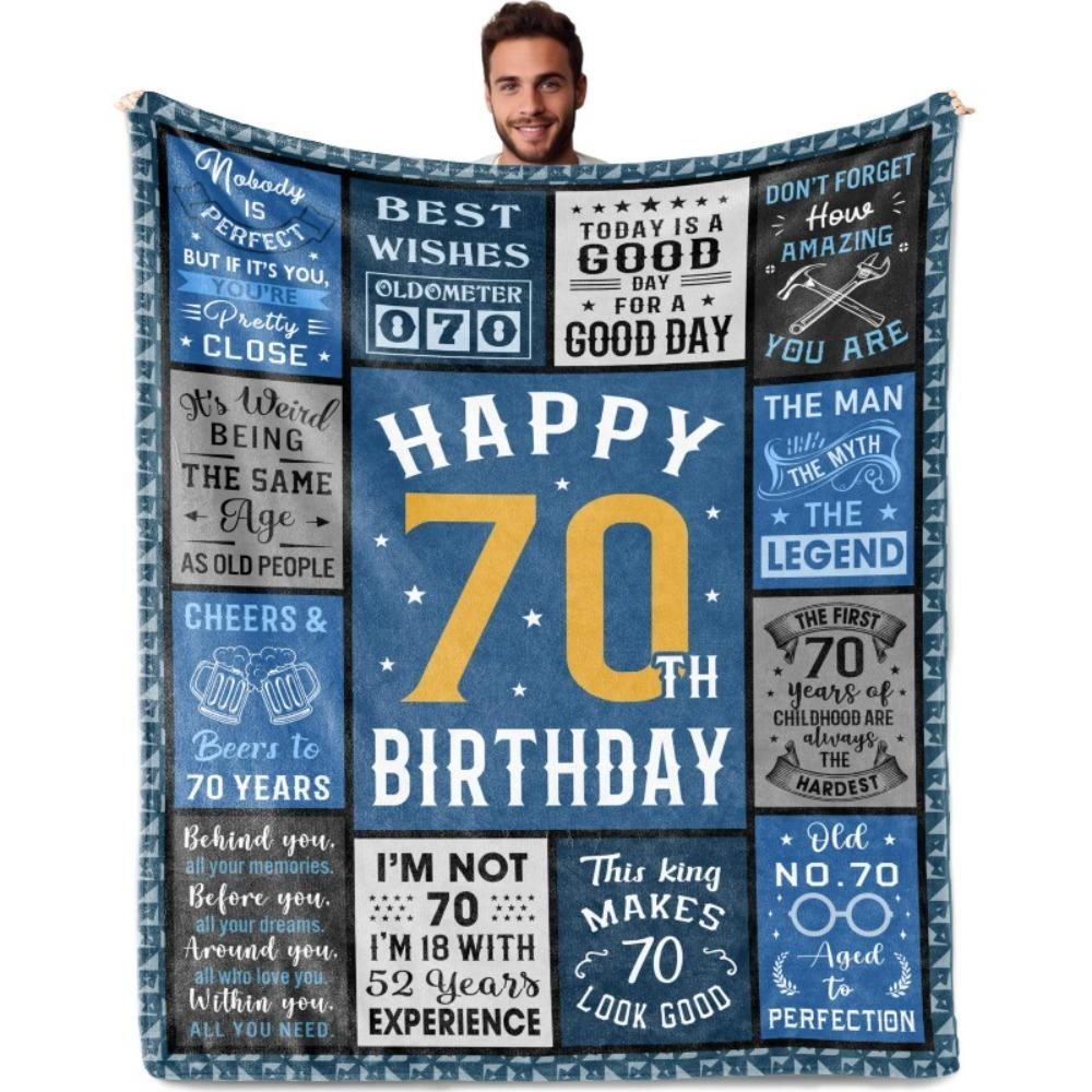 80th Birthday Gift Blanket Print Soft and Comfortable Flannel Blanket for Sofa Bed Living Room