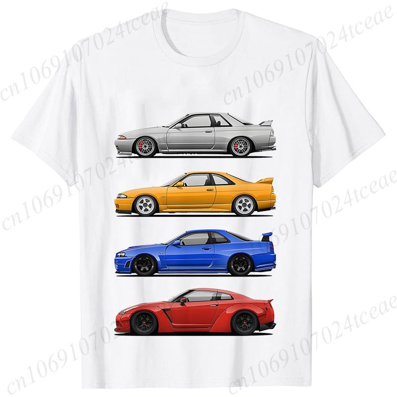 New Fashion Tees Shirt Short Sleeve Men Women Clothing Crewneck Loose Tops Japanese Car Drift Race Car R35 Graphics T-shirts