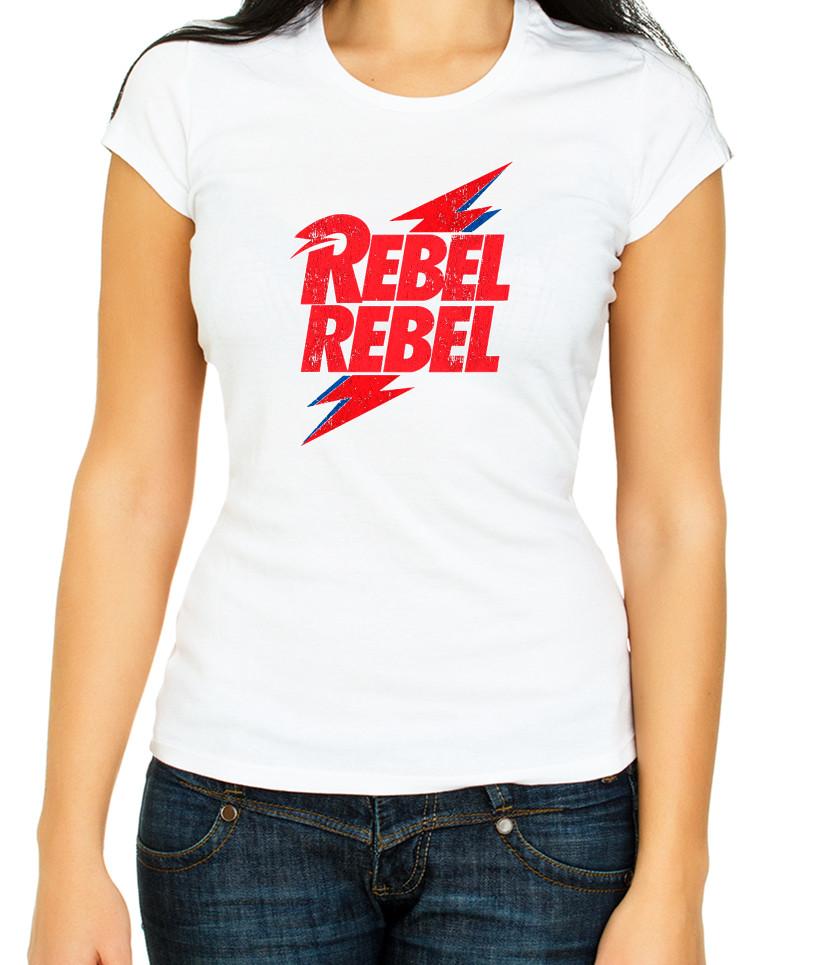 Rebel Rebel Кавер на Дэвида Боуи Ч/Б Женская футболка с рукавом 3/4 Z106