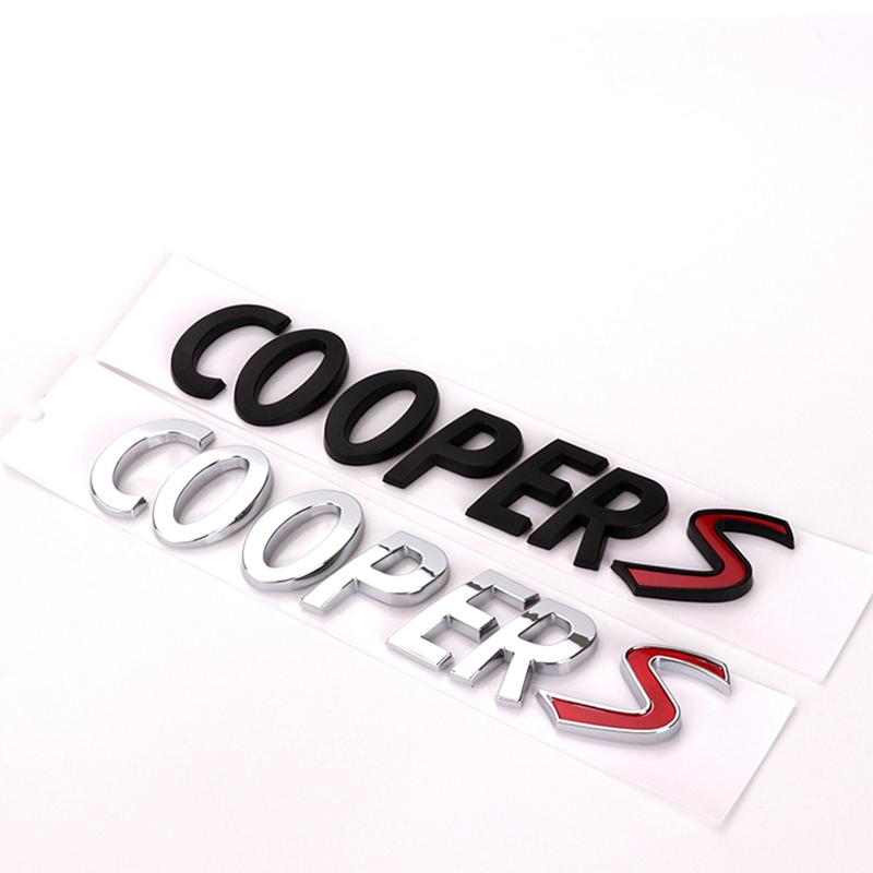3D ABS Chrome Black Cooper S Emblem Letters Car Rear Trunk Badge Self-adhesive Sticker Accessories