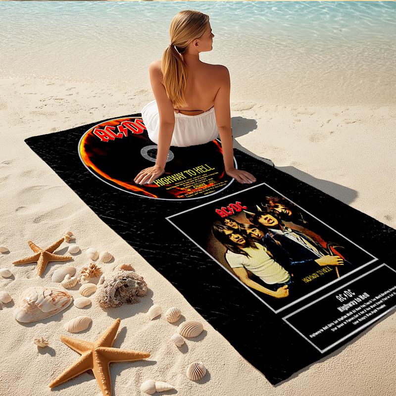 1Pc Acdc Highway Hell Beach Towel Quick Dry Multiuse For Beach Pool Gym Yoga Home Travel Christmas Halloween Xmas Gift L1437