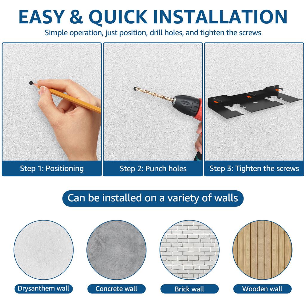 Wall Mounted Trimmer Rack Garden Power Tool Hanger Weed Whackers Holder Multipurpose Trimmer Hanger Space Saving Garage Hook