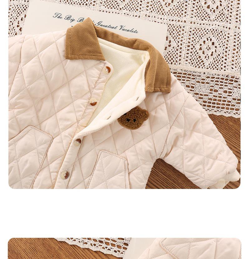 Newborn Fleece Romper - Quilted Cotton Bear Suit for Autumn/Winter