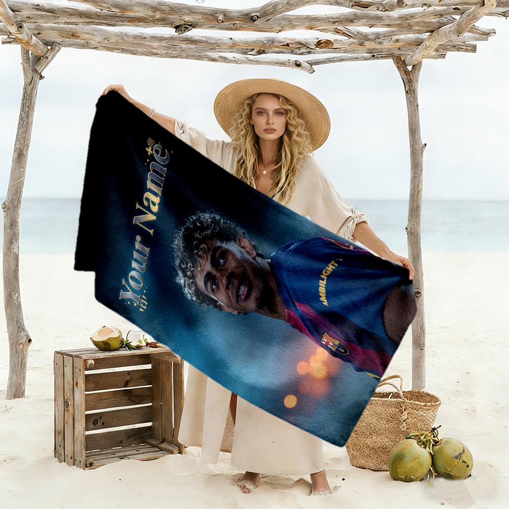 Yamal Customized Name Beach Towel High Absorbency & Quick-Dry Ideal for Travel Outdoor Swim Pool Yoga Surf Camping Hiking Gym Gift Holiday