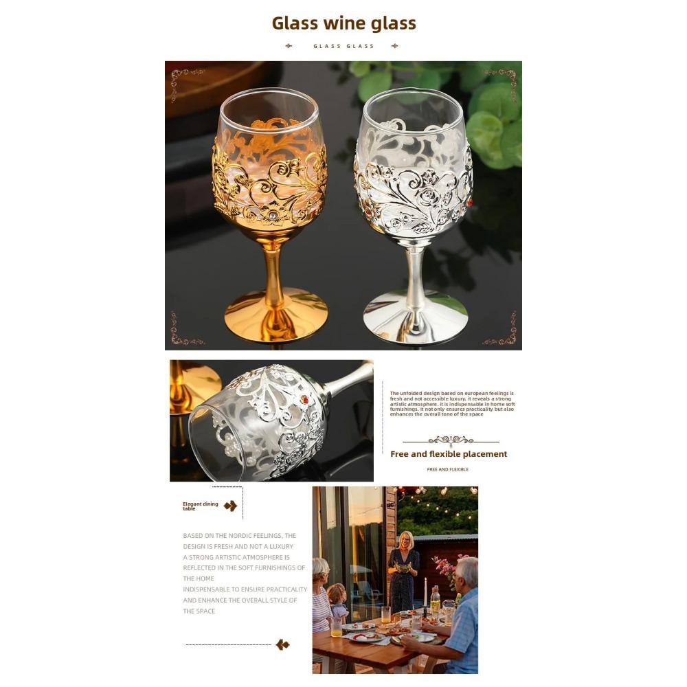 Европейский серебряный набор бокалов из металла и стекла - элегантные рельефные бокалы для вина/кофе, роскошный свадебный подарок, высококачественный декор для домашнего бара