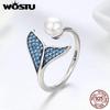 925 Sterling Silver & Pearl The Tail Of Mermaid Adjustable Rings for Women