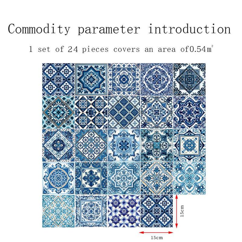 24pcs 6x6 Inch Mandala Decorative Tile Stickers Peel and Stick Adhesive Tile Patches for Home Decor Kitchen Backsplash Wall Art