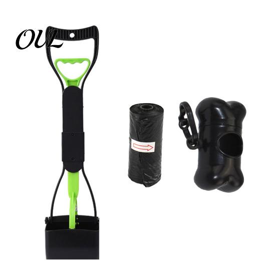 Durable Pet Poop Scooper Dog Pooper Scooper, Portable Waste Cleanup Tool with 20 Bags, Foldable Supplies Carry Case, for Yard, Lawn, Outdoor