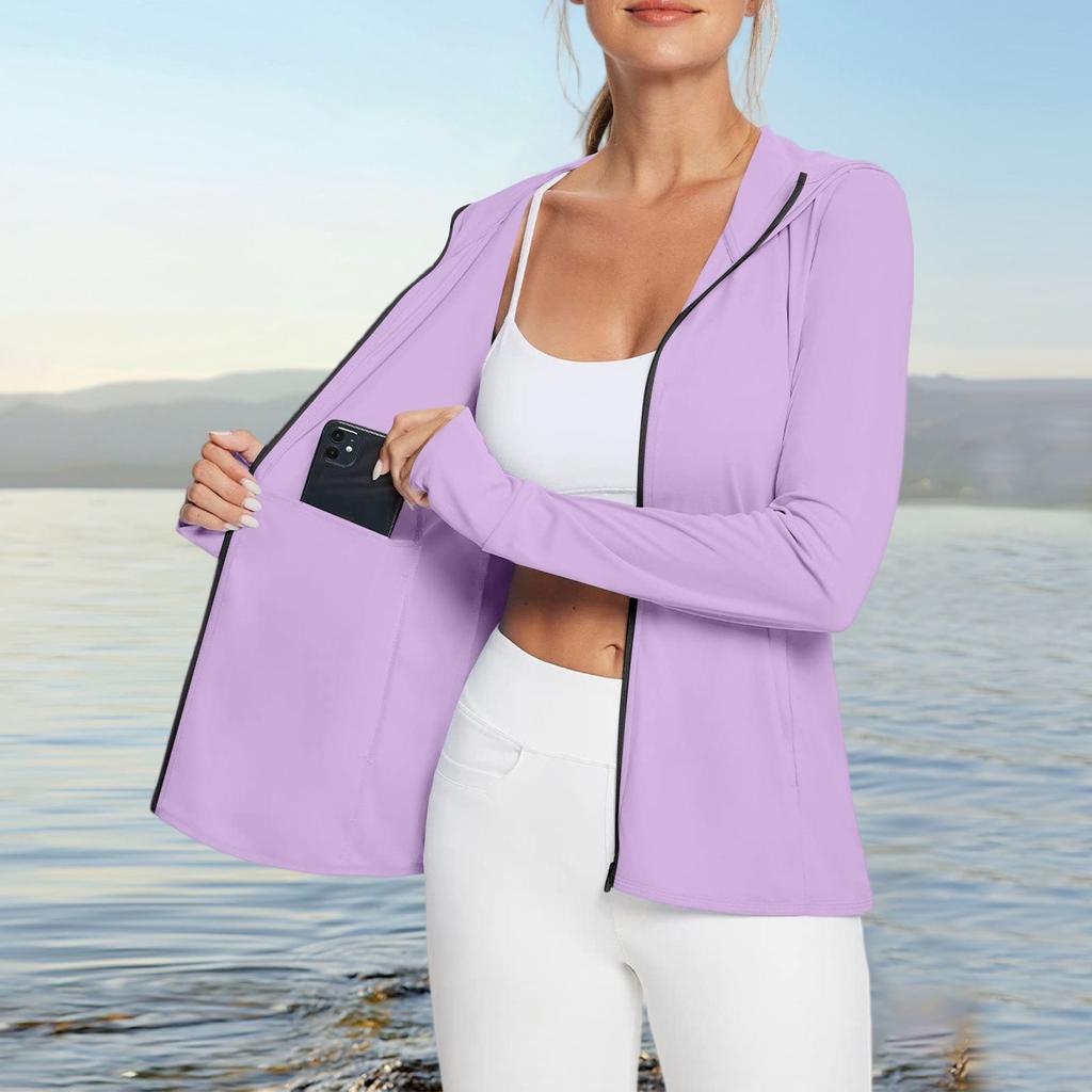 Женская рубашка от солнца Ice Silk Hoodie с длинным рукавом Outdoor Hiking Summer Coat