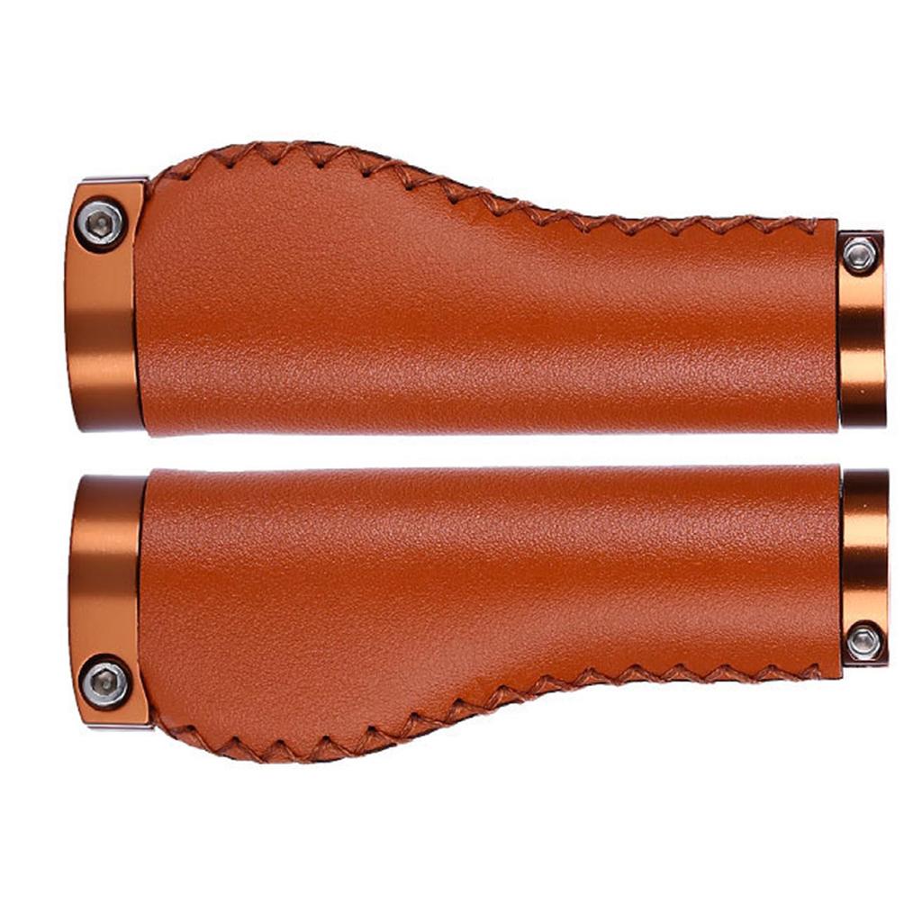 1 пара кожаных велосипедных ручек с фиксацией, амортизирующие, предотвращающие скольжение, ретро из ПУ кожи