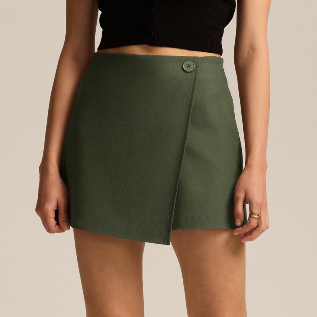 Женская мода однотонная юбка-брюки нестандартного кроя с высокой талией, застегивающаяся на молнию и пуговицу, шорты