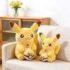 Soft Fluffy Anniversary Pikachu Stuffed Doll Holding Poke Ball Bow Design 3550Cm Anime Plush Toy For Sofa Ornament Fans Gift
